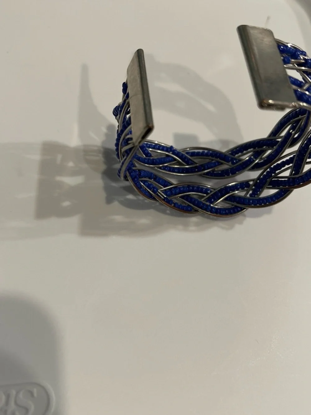 Blue Braided Enamel Cuff Bracelet